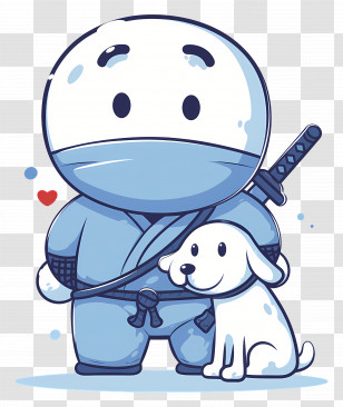 Cute Cartoon Ninja - Cute Ninja With Dog Cartoon Style Transparent PNG