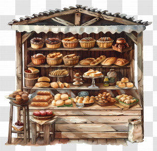 Rustic Bread Market Stall - Rustic Bread And Pastry Market Stall Transparent PNG