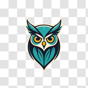 Owl Logo - Stylized Owl Logo In Blue And Green Transparent PNG