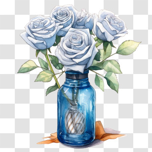 Blue Rose
 - White Roses In A Glass Jar Watercolor Illustration Transparent PNG