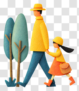 Walking With Daughter In Park - Father And Child Walking Outdoors Transparent PNG