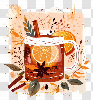 Christmas Mulled Wine - Warm Spiced Drink With Orange And Cinnamon Transparent PNG