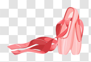 Ballet Shoes - Pink Ballet Shoes With Ribbons Transparent PNG