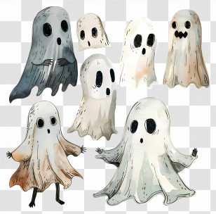 Ghosts - Cute Cartoon Ghost Illustrations Transparent PNG