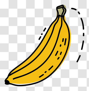 Banana - Minimalist Yellow Banana Doodle Illustration Transparent PNG