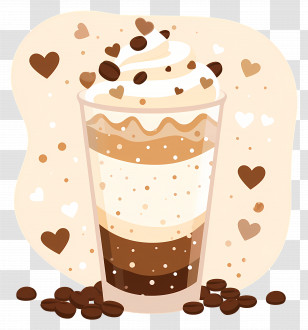 Hot Coffee - Coffee Drink With Heart Decorations Transparent PNG