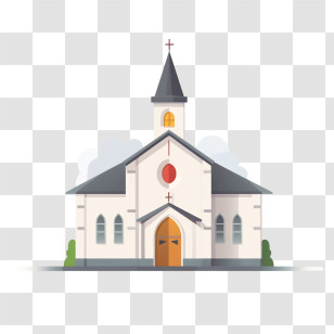 Church - Illustration Of A White Church With Steeple Transparent PNG