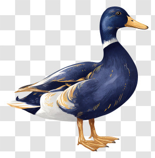 Regal Duck Logo - Elegant Navy Duck Illustration Transparent PNG