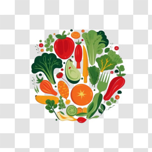 Vegetarian Day - Circle Illustration Of Fresh Vegetables Transparent PNG