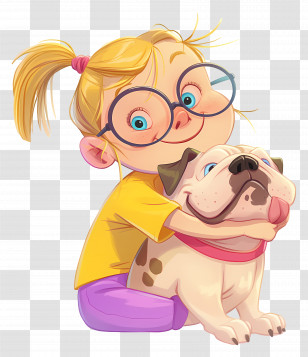 Woman Hugging Dog - Cute Girl With Glasses Hugging A Dog Transparent PNG