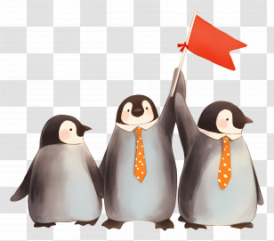 Watercolor Penguins - Penguins With Flag Transparent PNG