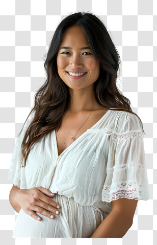 Pregnant Woman - Smiling Woman In White Dress Transparent PNG