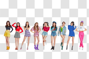 Twice - KPOP Group Illustration With Stylish Outfits Transparent PNG