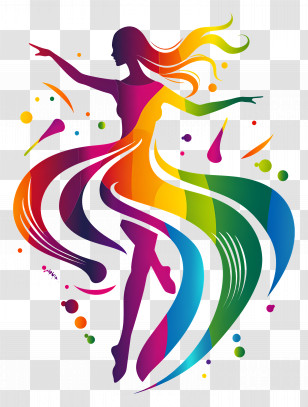 Dancer - Colorful Silhouette Of A Dancing Figure Transparent PNG