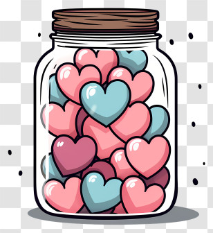 Mason Jar - Jar Of Colorful Heart Shapes Illustration Transparent PNG