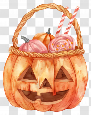 Halloween Basket - Pumpkin Candy Basket For Halloween Trick-or-Treat Transparent PNG