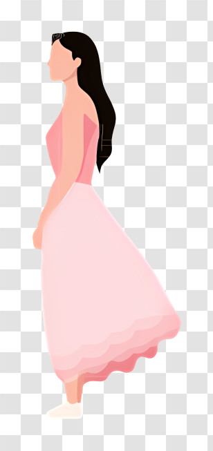 Woman In A Pink Dress - Elegant Pink Dress Transparent PNG