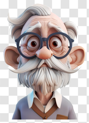 3d Old Man Avatar - Elder Man With Glasses Character Transparent PNG