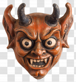 Halloween Devil - Scary Devil Mask With Horns Transparent PNG