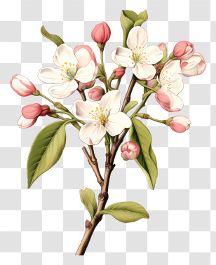 Tree Branch - Beautiful Flowering Apple Branch Illustration Transparent PNG