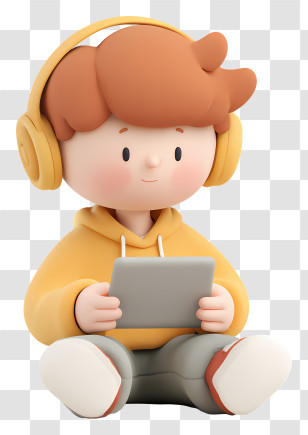 Boy Playing Online Game - Boy With Tablet And Headphones Transparent PNG