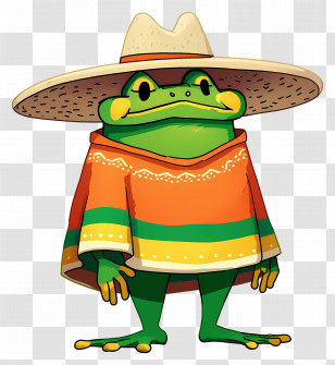 Mexico Frog - Frog Wearing Sombrero Cartoon Transparent PNG