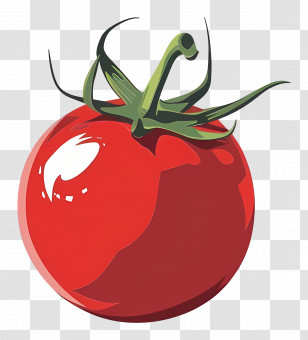 Tomato - Red Tomato With Green Stem Transparent PNG