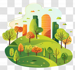 City Park - Eco-Friendly Urban Landscape Illustration Transparent PNG