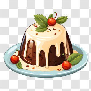 Chocolate Mousse Cake - Chocolate Pudding Dessert With Cherries And Cream Transparent PNG