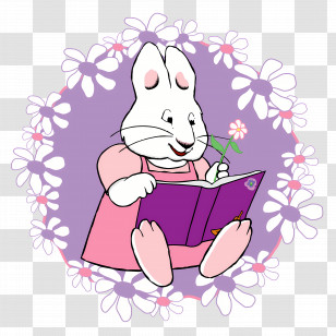 Max Ruby - White Bunny Reading A Book Transparent PNG