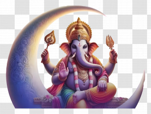 Ganesha - Ganesha Sitting On Crescent Moon Transparent PNG
