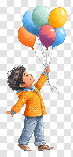 Punjabi Kid Playing Holi - Boy Holding Colorful Balloons Transparent PNG