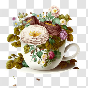 Coffee Cup
 - Floral Arrangement In Teacup Transparent PNG