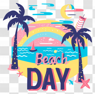 National Beach Day - Colorful Beach Day Summer Design Transparent PNG