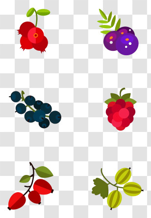 Fruit Garden - Cartoon Berries Collection Transparent PNG