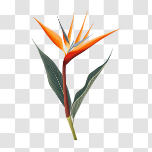 Bird Of Paradise Flower - Vibrant Bird Of Paradise Flower With Tropical Foliage Transparent PNG