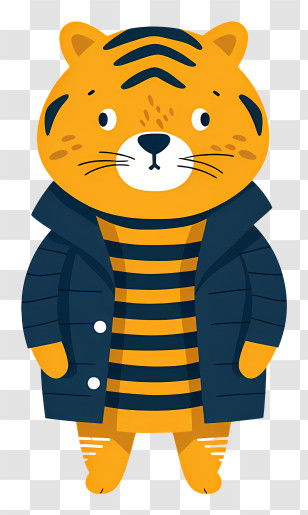 Cartoon Tiger - Cartoon Tiger In A Blue Coat Transparent PNG