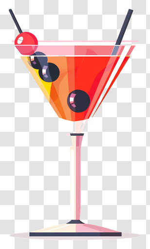 Martini Cocktail - Refreshing Cocktail With Berries Transparent PNG