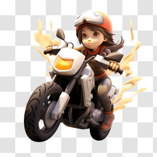 National Motorcycle Ride Day - Girl On Motorcycle With Flames Transparent PNG