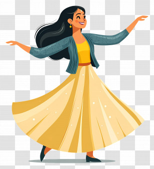Indian Girl - Joyful Woman Dancing In Yellow Skirt Transparent PNG
