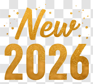 New 2026 - New 2026 Gold Glitter Transparent PNG