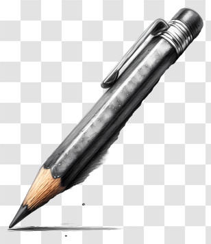 Pencil - Detailed Metallic Pencil Illustration Transparent PNG