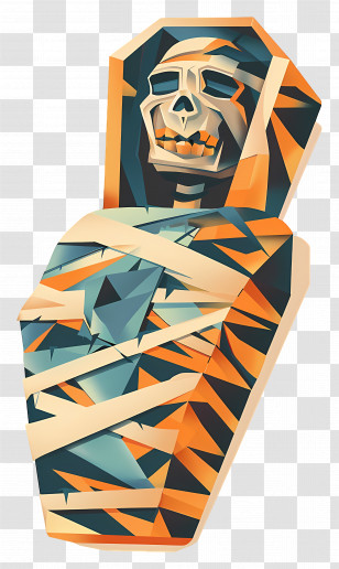 Scary Mummy - Mummy Wrapped In Coffin Transparent PNG