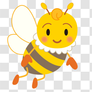 Honey Bee - Cute Cartoon Bee In Flight Transparent PNG