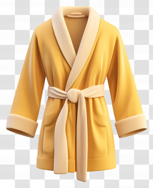 Bathrobe - Yellow Bathrobe With Belt Transparent PNG