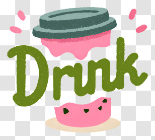 Drink Logo - Cute Pink Drink Typography Transparent PNG
