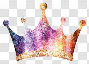 Glitter Crown - Multicolored Glittery Crown Illustration Transparent PNG