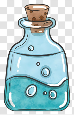 Cartoon - Fantasy Blue Potion Bottle Illustration Transparent PNG