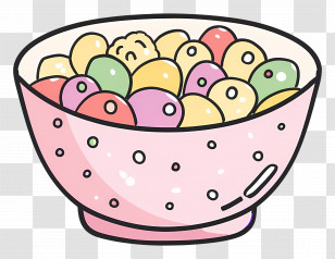 Cereal Bowl - Cartoon Bowl Of Colorful Balls Transparent PNG