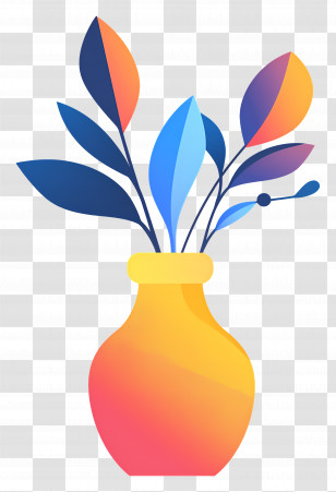 Vase Silhouette - Colorful Vase With Leaves Transparent PNG